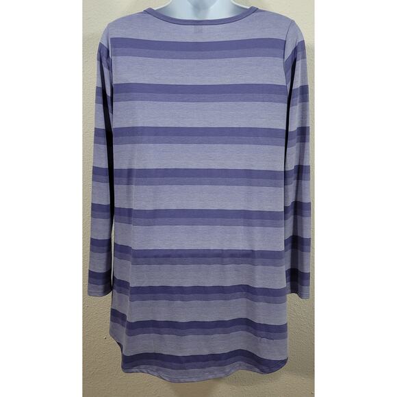 LuLaRoe Purple Heathered Striped Top XS Round Neck Lightweight Soft Stretchy - Picture 2 of 4